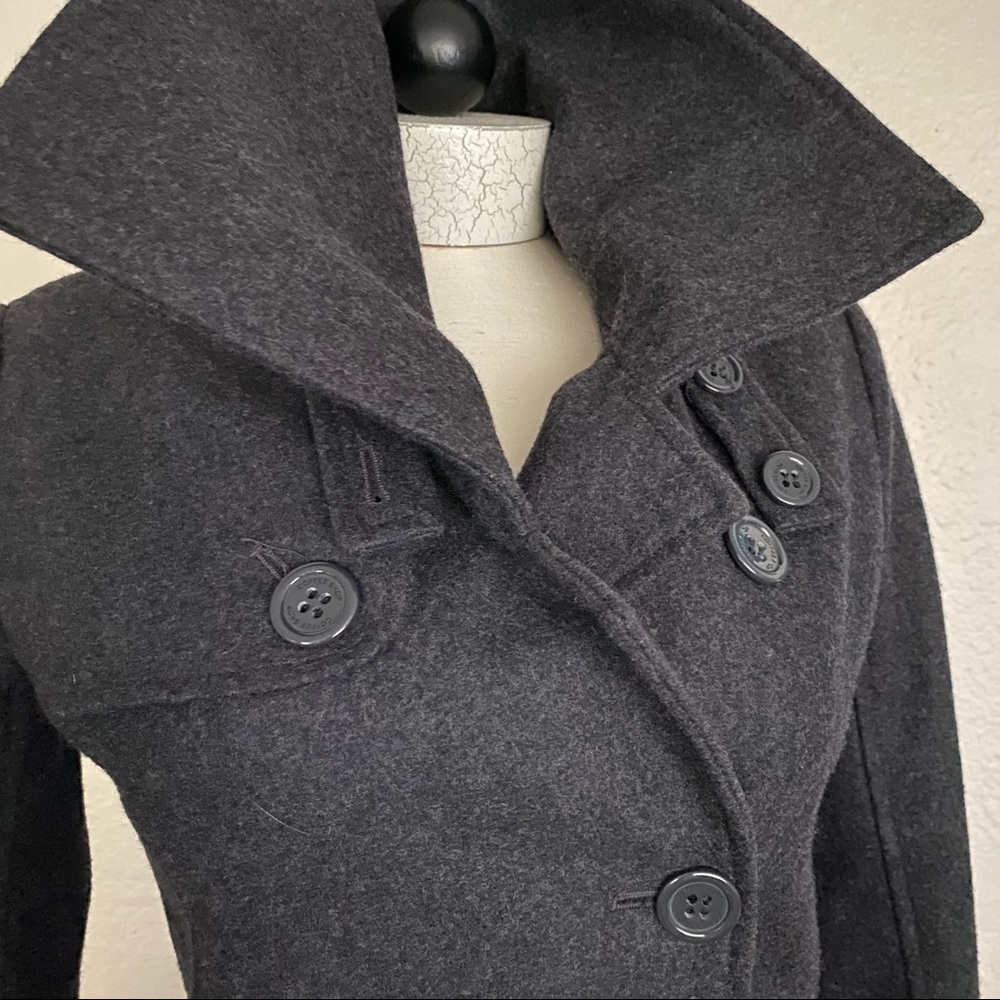 Coffeeshop Charcoal Belted Wool Coat Size S